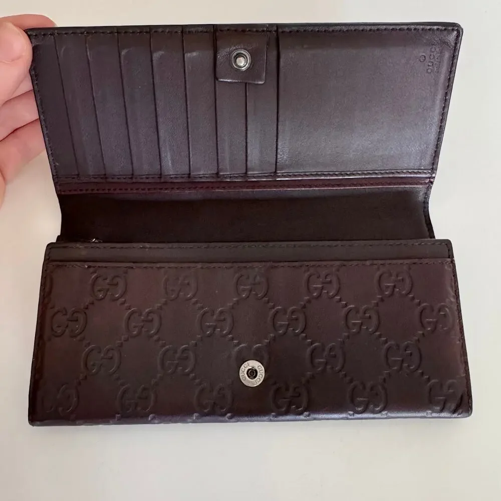 ❌SOLD❌ GUCCI Guccissima Continental Wallet in Brown Leather - Picture 3 of 10